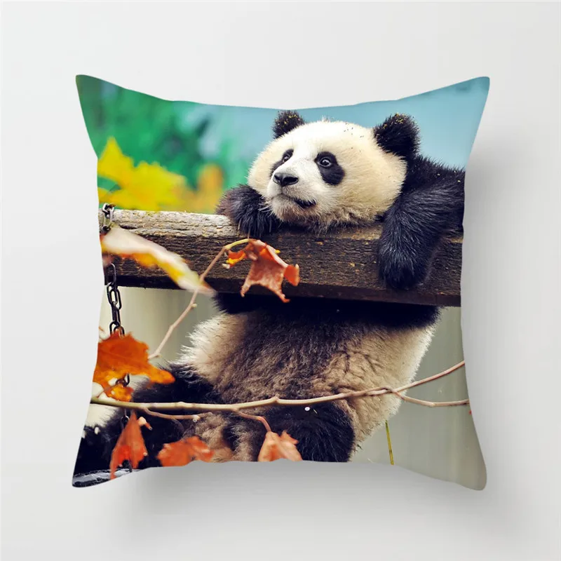 Fuwatacchi Animals Panda Cushion Cover For Sofa Home Decor Photo Pillow National Treasure Decorative Pillowcase 2019 | Дом и сад