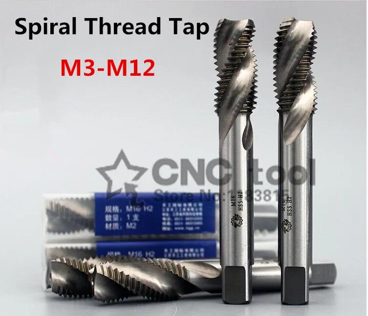 

10PCS M3/M4/M5/M6/M8/M8*1/M10/M10*1/M12*1/M12*1.5 High speed steel machine taps spiral groove machine tap,Spiral Thread Tap