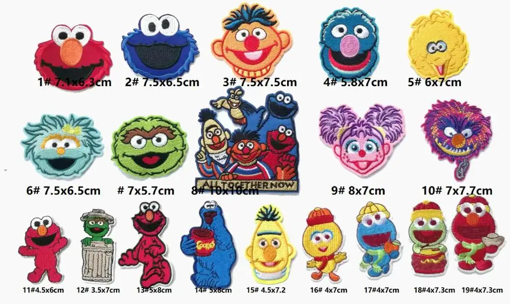 Улица Сезам Железный На Патчи ELMO большая птица печенья монстра Берта Эрни Оскар GROUCH ZOE ROSITA вышитый детский значок