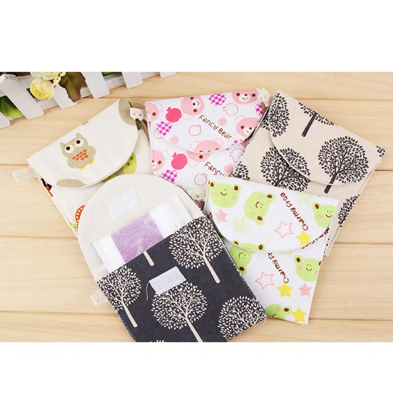 New Lovely Charming Nice Brief Cotton Cartoon Sanitary Napkin Bags Towel Storage Traveling Travel Bag hopping W | Багаж и сумки