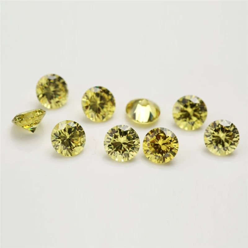 

3~16mm Olive Yellow AAAAA CZ Stone Brilliant Round Cut Cubic Zirconia For Sale