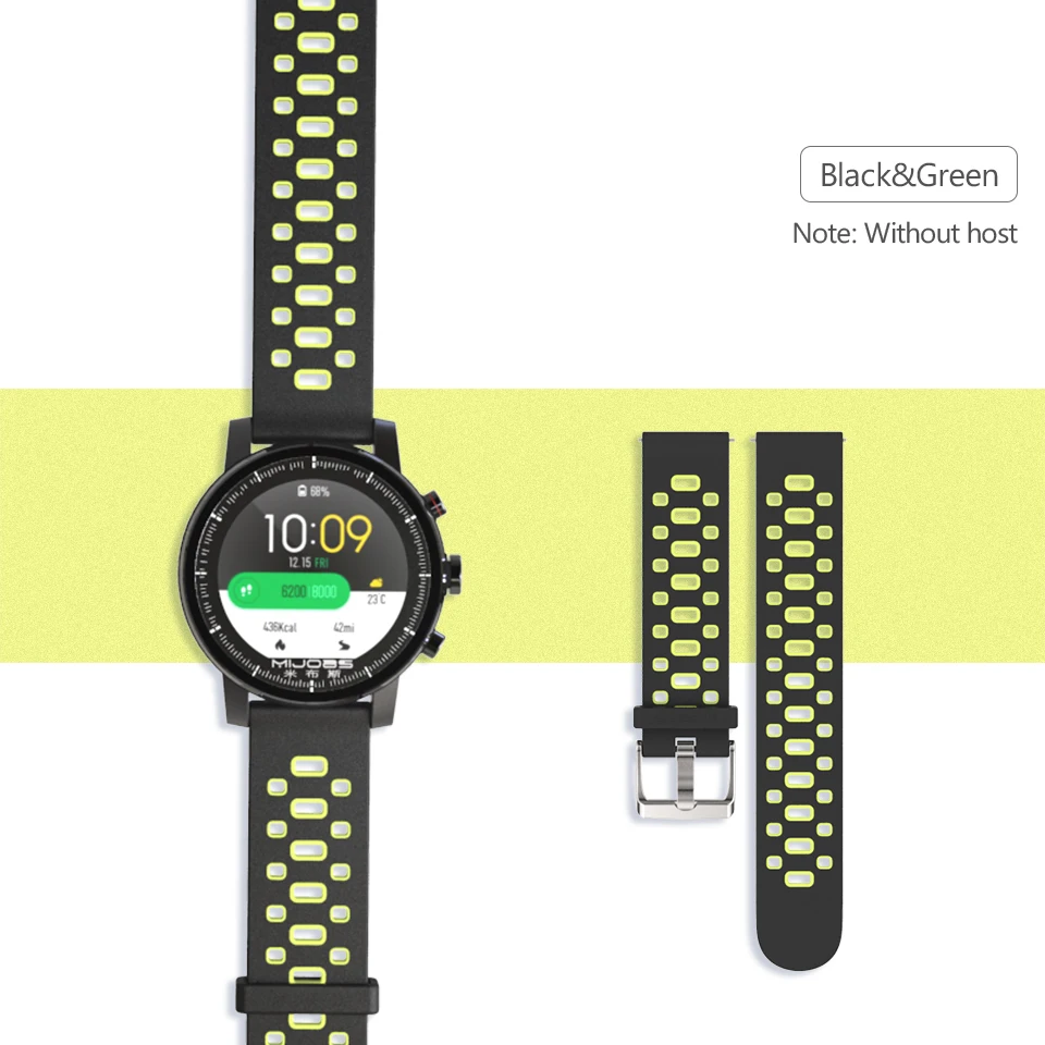 Mijobs 22 мм силиконовый ремешок Браслет Для Xiaomi Huami Amazfit Bip PACE BIT Stratos 2 спортивные часы браслет аксессуары