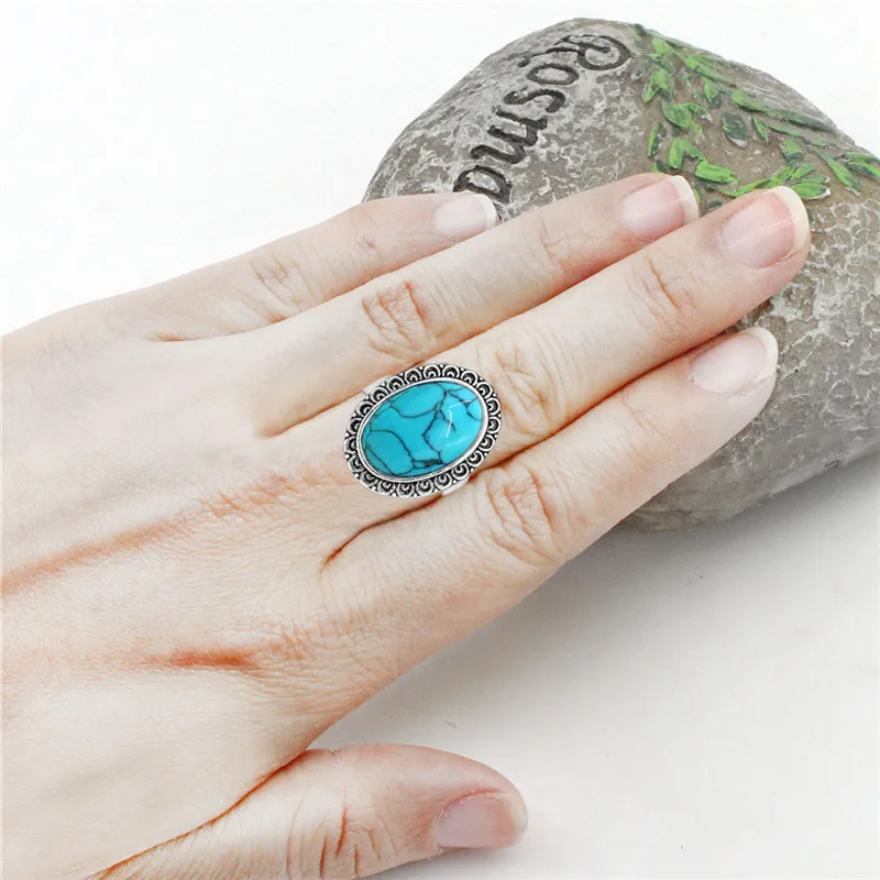 Овальный синий камень Ювелирные наборы Цепочки и ожерелья Серьги Кольца под