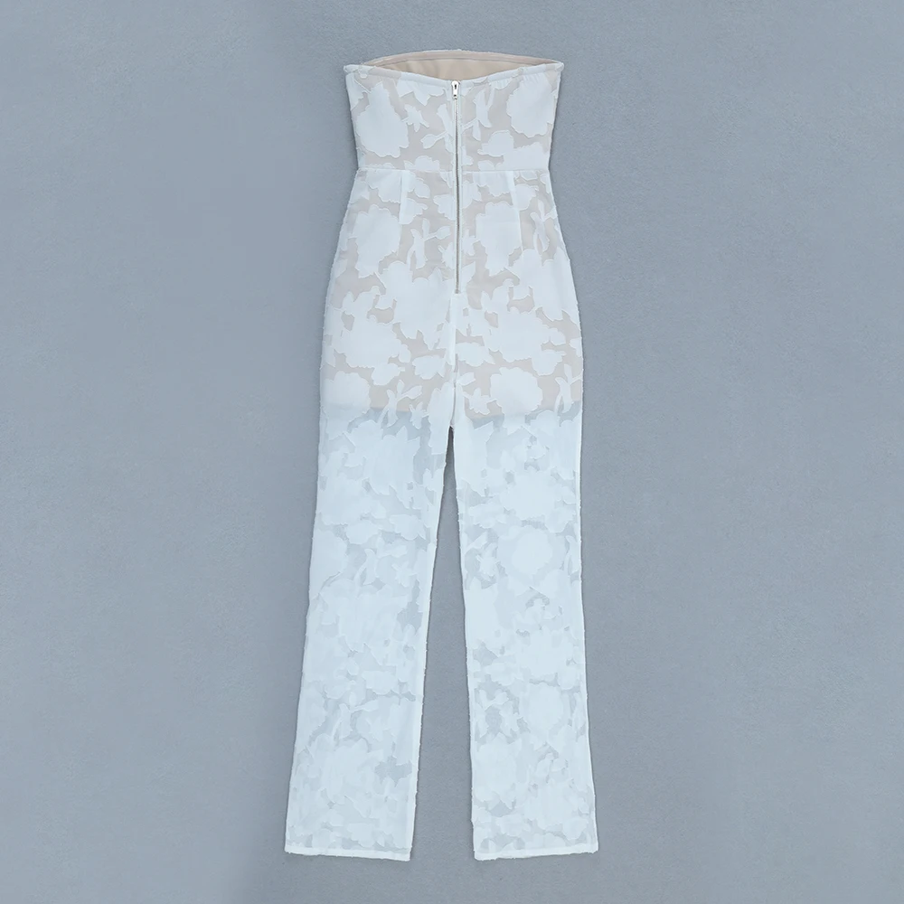 

Strapless Jumpsuits Women Fashion Night Club Celebrity Evening Party Suits Sexy White Summer