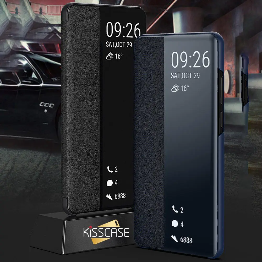 Ударопрочный флип-кейс KISSCASE для Huawei P30 чехол P10 P20 Pro умный с окошком Mate 9 10 20Pro |