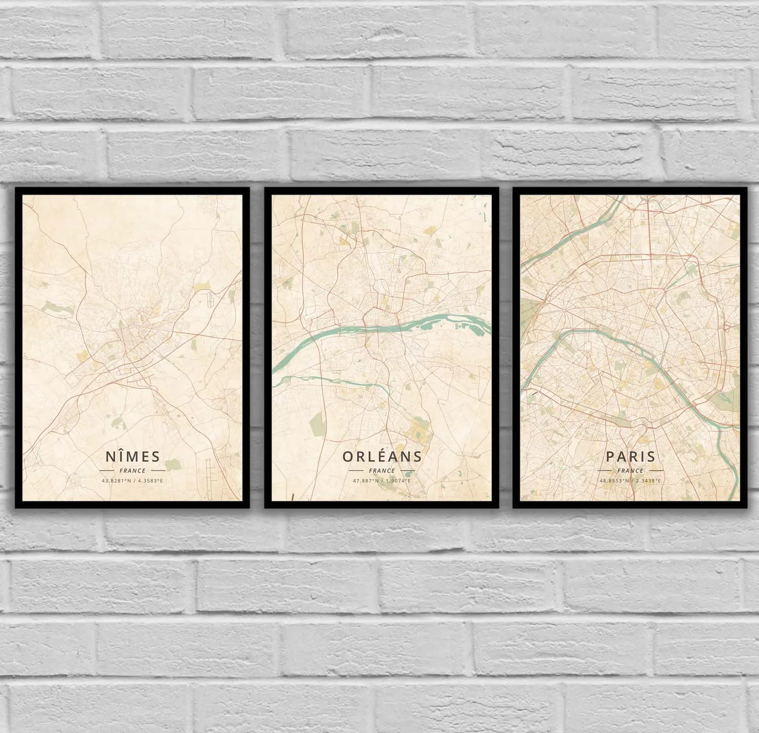 Nimes Orleans Paris Perpignan Reims Rennes Rouen SaintEtienne SaintPaul Strasbourg Toulon Toulouse Tours France Poster | Дом и сад