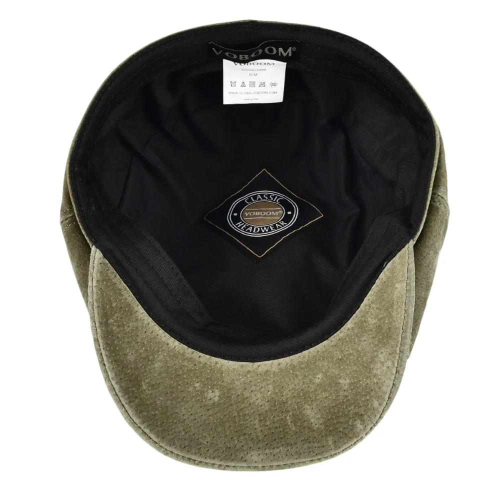 VOBOOM Suede Pigskin Leather Newsboy Caps Men Women Beret Frosted 8 Panel Hats for Autumn Winter Boina Green Hat 152 |