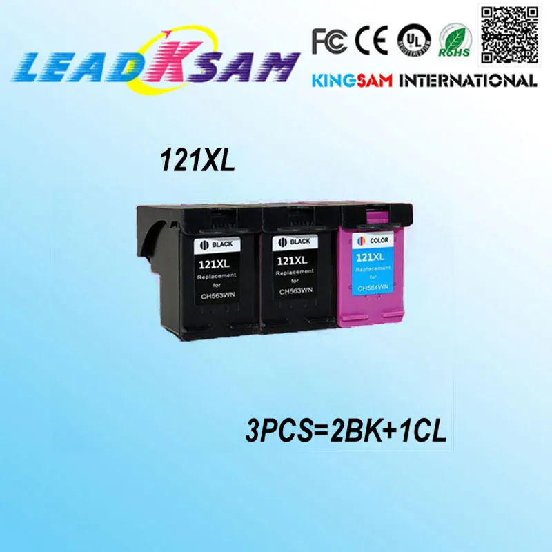 Картридж для принтера hp121 Deskjet D1600 D1660 D1663 D2500 D2560 D2563 D2660 D5560 3 шт. = 2BK + 1 цвет