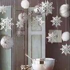 Рождественские снежинки, 6 шт.компл., украшения в виде снежинок, 3D полые бумажные гирлянды, рождественские настенные украшения, декор для вечерние