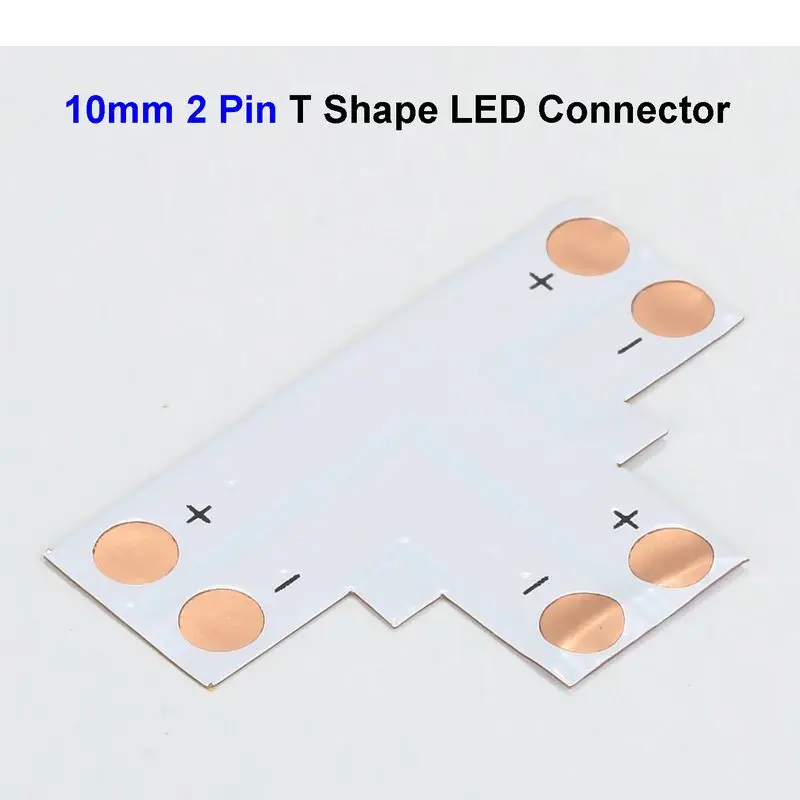 500 шт. 10 мм 2 Pin 5050 Светодиодная лента Разъем адаптер Т Форма для SMD 5630 одноцветная