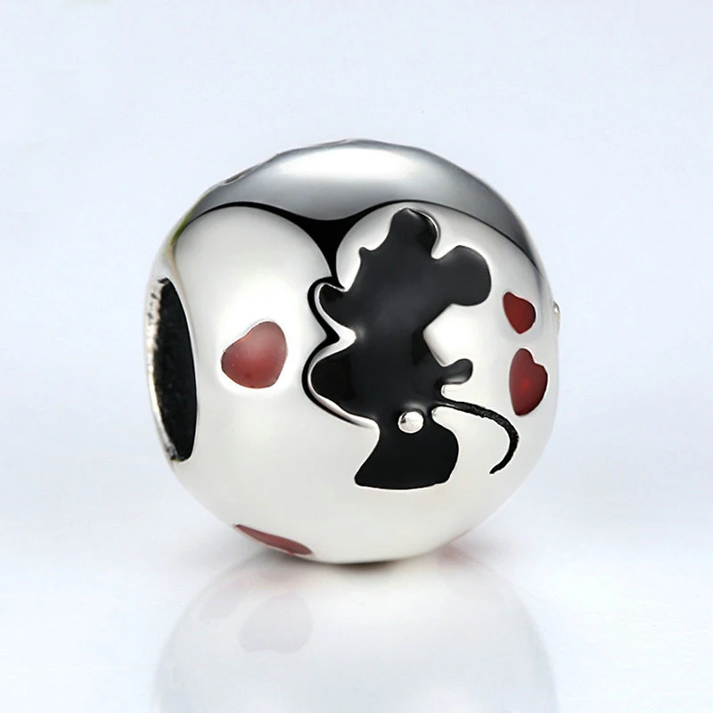 DIY Handmade Superior Quality 100% S925 Sterling Silver Beads Enamel Mickey Minnie Fit Pandora Bracelet Charm Original Jewelry | Украшения