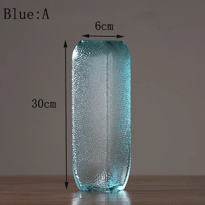 Blue A 30x10x6cm Американский минималистский стеклянная ваза высокого качества ручной выдувный электроплатин настольные вазы Гидропоники цветочные контейнеры домашний декор - Цвет: Blue A 30x10x6cm