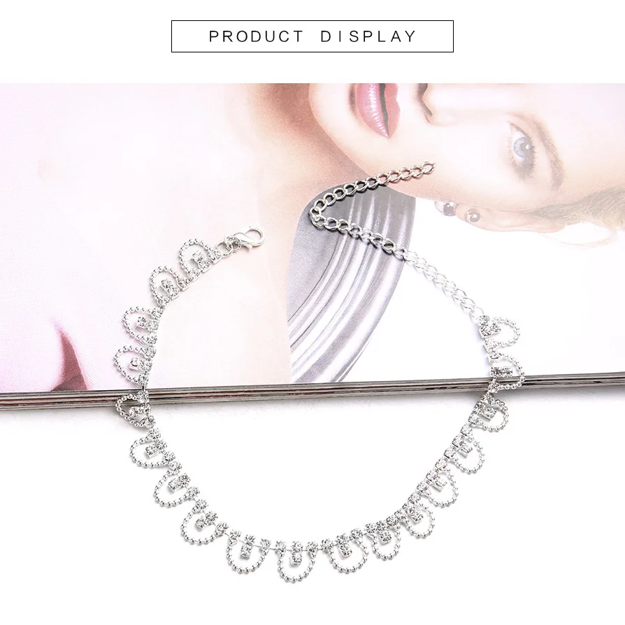 Браслет на ногу Стразы Женский Ювелирное Украшение серебряного цвета с