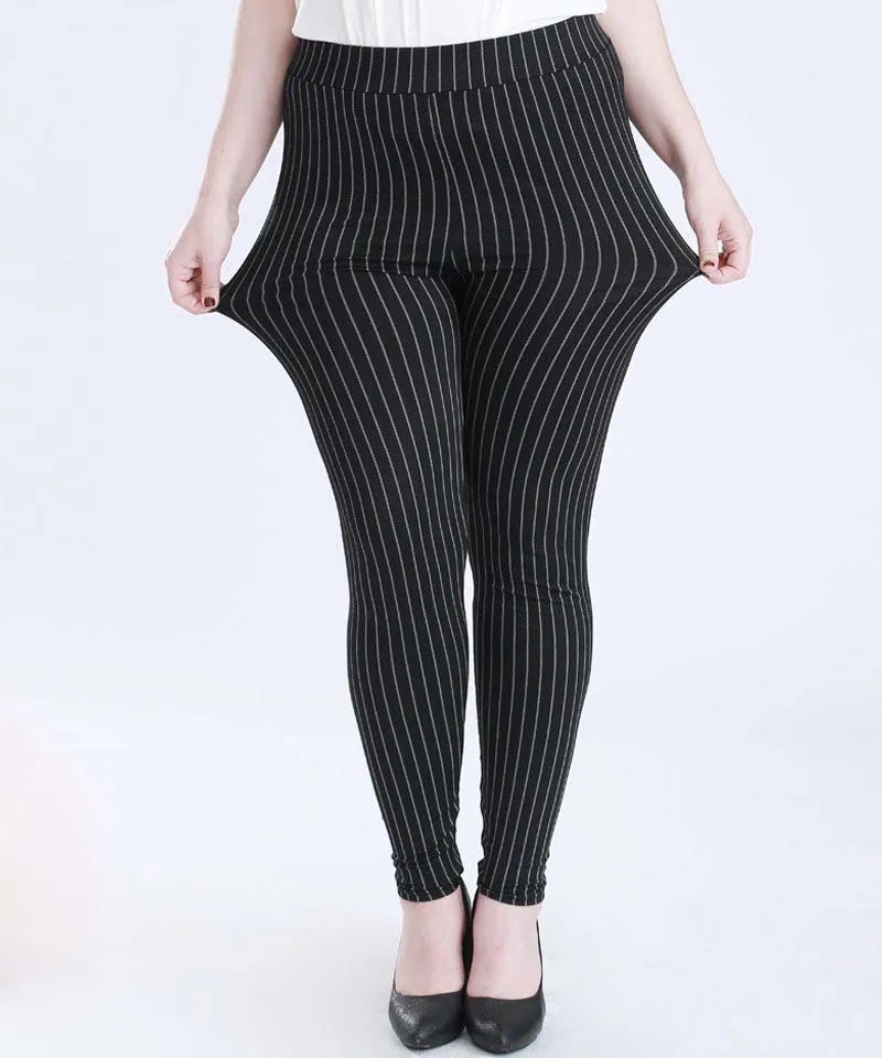 Женские эластичные брюки карандаш до колена размера плюс 3XL 4XL 5XL с вертикальными