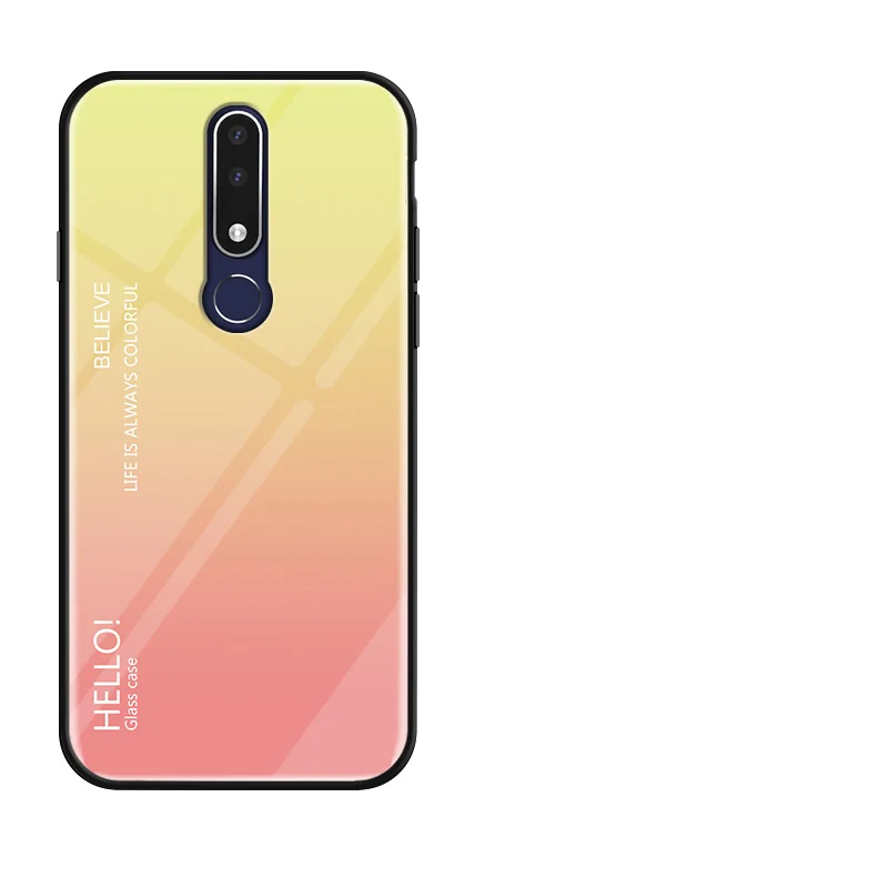 Yellow Градиентный чехол из закаленного стекла для телефона Nokia X6 X7 X71, разноцветный чехол для Nokia 7,1 7 1 4,2 3,1 Plus, защитный чехол - Цвет: Yellow