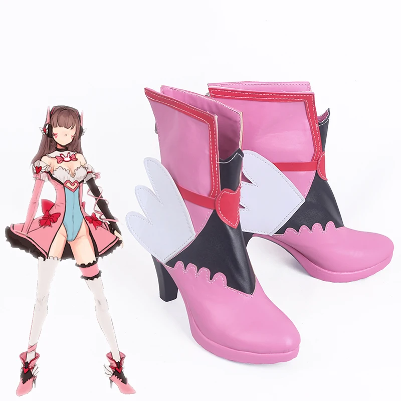 OW Magic Girl D. Va dva Хана Сонг розовый цвет обувь для костюмированной вечеринки на