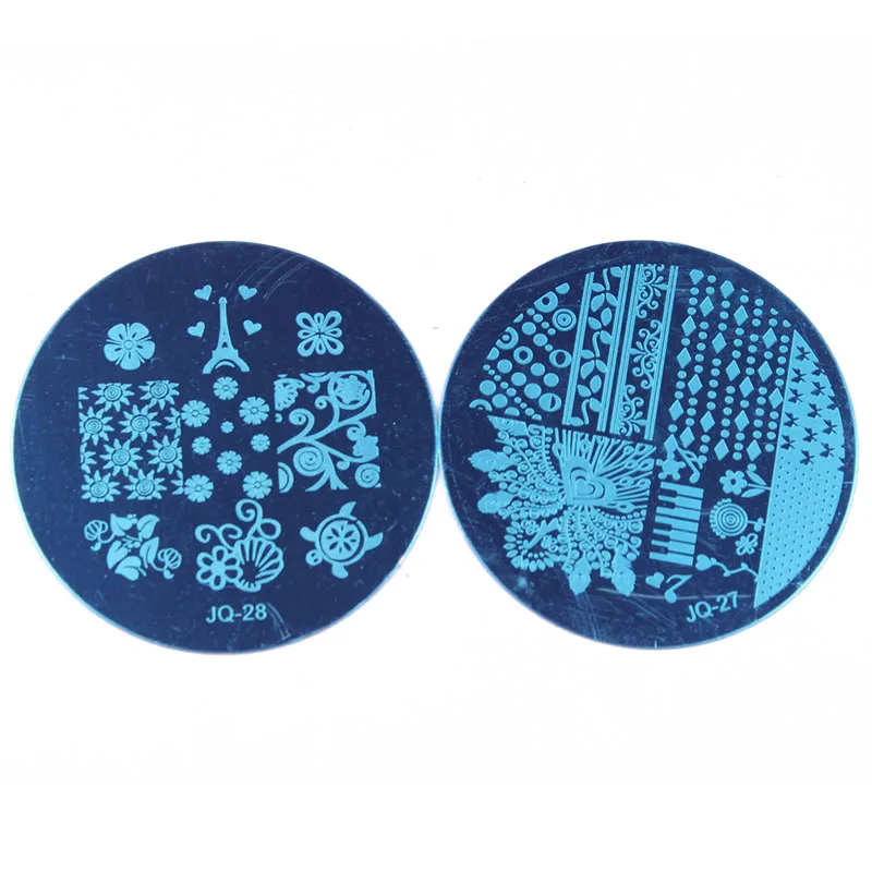 10 шт/партия разные дизайн ногтей пластины для стемпинга с 1 шт. Футляр фиолетового