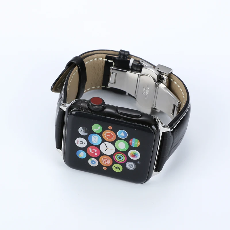 Ремешок для Apple Watch 1/2/3 / Series 38 мм 42 спортивный кожаный браслет с пряжкой язычком 4 40
