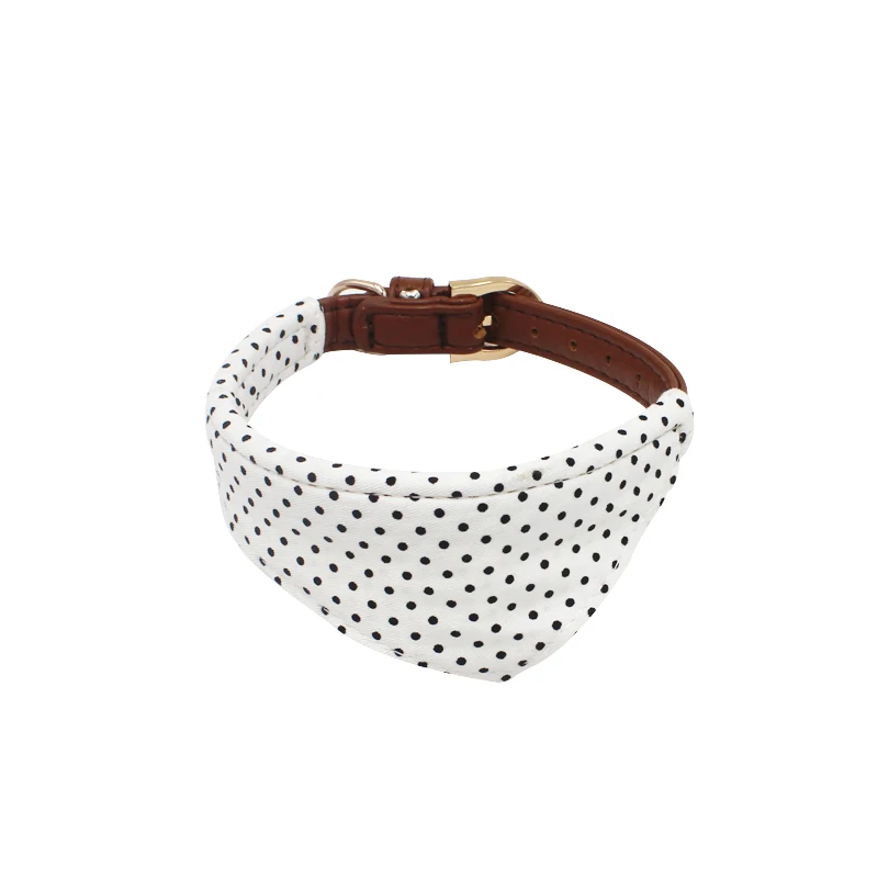 White Bandanas Pawstrip, 4 цвета, в горошек, маленький собачий ошейник бандана, мягкая кожа, собачий поводок, милый бант, кошачий ошейник, для питомца, чаша, чихуахуа, ошейник, поводок - Цвет: White Bandanas