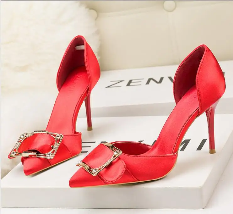2018 new Fashion elegant shoes with high-heeled satin belts side buckle nightclub sandals female | Обувь