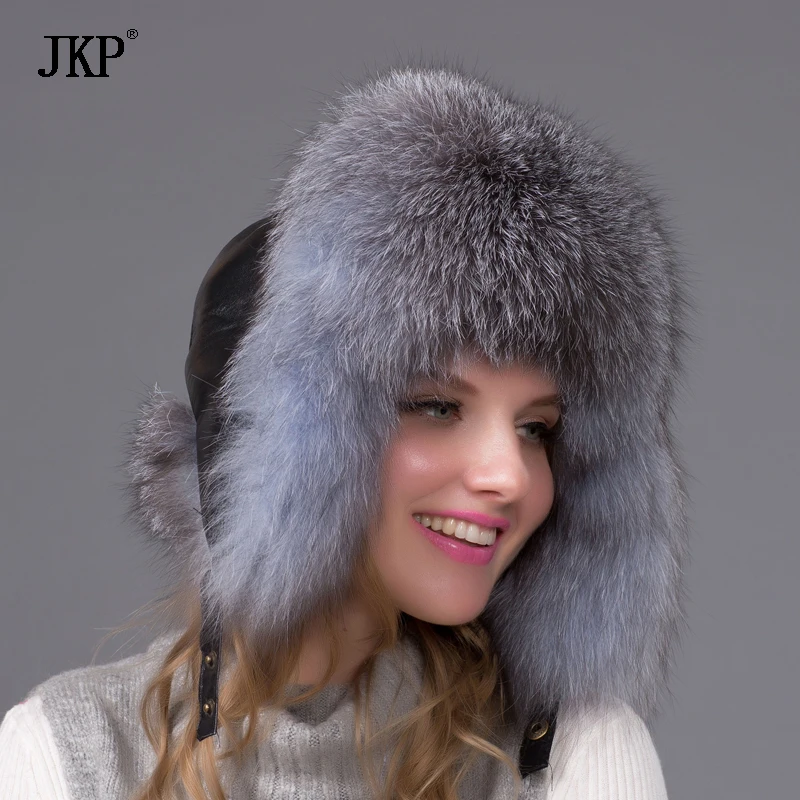Новая зимняя меховая шапка для женщин из натурального Лисьего меха с кожей