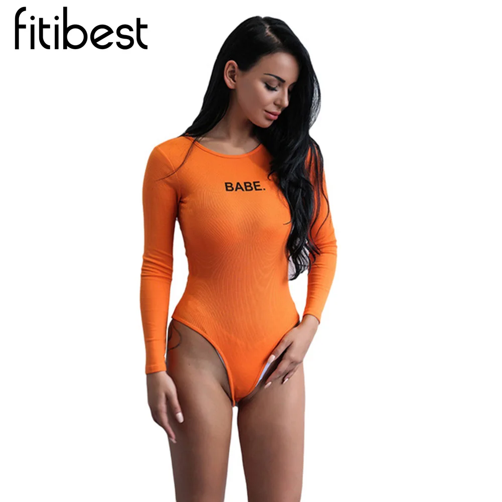 Fitibest SEXY Письмо печати Средства ухода за кожей костюм Для женщин с длинным рукавом