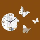 Новые популярные зеркальные настенные часы сделай сам, акриловая наклейка, современный стиль, Декор, настенные часы с бабочками, украшение для дома, модные настенные часы