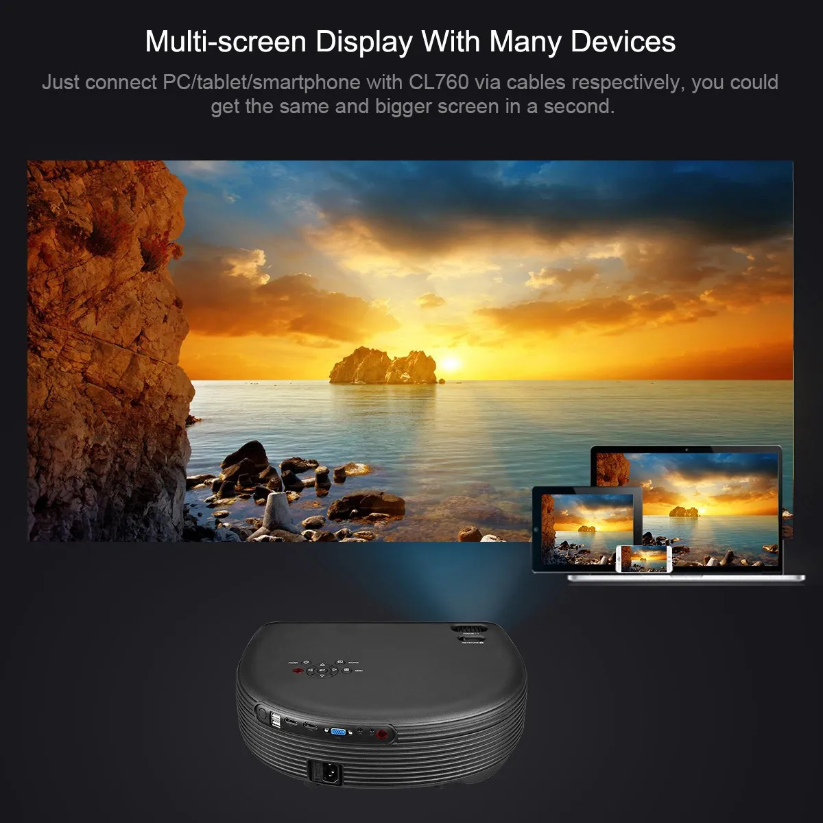 Excelvan CL760 3200 люмен светодиодный видеопроектор 1280x800 1080 P HD фильм для ноутбука Xbox USB микрофон для смартфона tv Box EU Plug