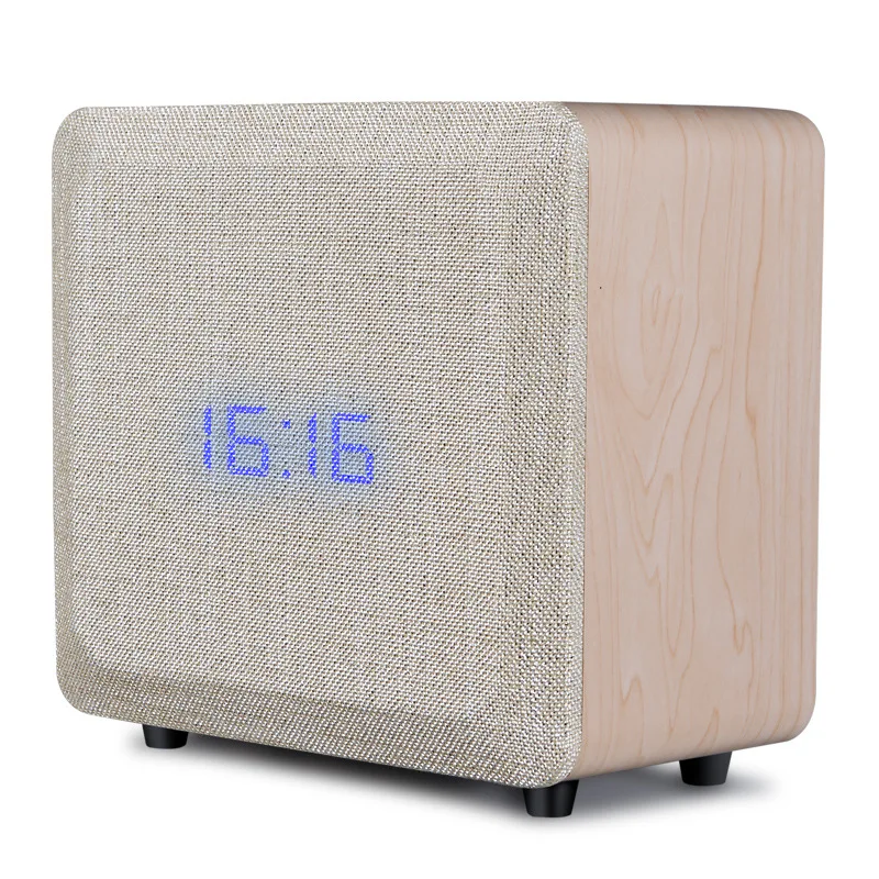 Практичный беспроводной Bluetooth динамик телефон карта Будильник Мини Деревянный