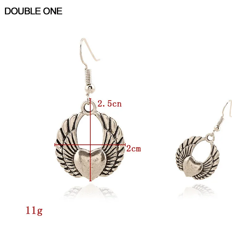 2017 винтажное Персиковое Сердечко с крыльями серьги в стиле бохо модные украшения