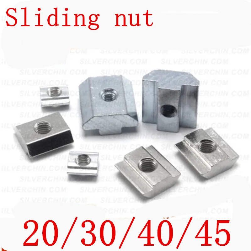 

100pcs 50pcs 20pcs M3 M4 M5 M6 T Block Square nuts T-Track Sliding Hammer Nut for Fastener Aluminum Profile 2020 3030 4040 4545