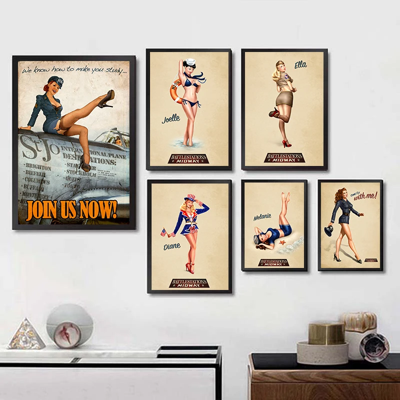 Мировая война II сексуальная девушка высокое разрешение постер белая картонная