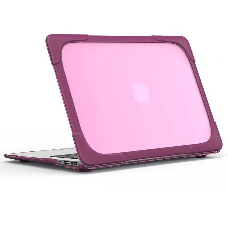 RYGOU для Macbook Air 13 11 тонкое прорезиненное покрытие чехол для Mac Book Air 11,6 13,3 дюймов [сверхмощный] Складной чехол для ноутбука с подставкой - Цвет: Purple