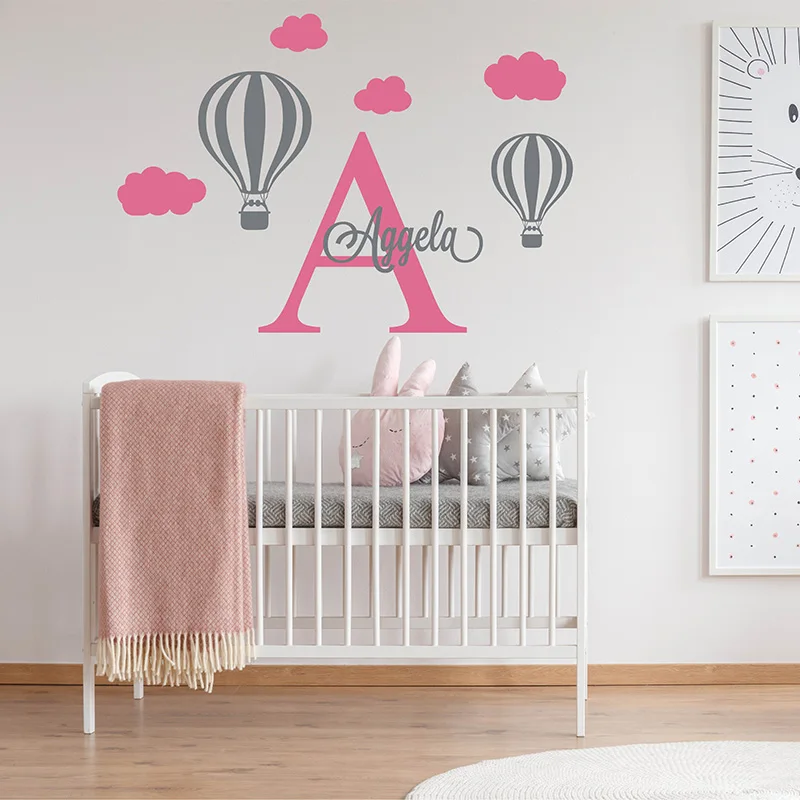 

Воздушно-воздушная Наклейка на стену с индивидуальным именем, воздушно-Шариковая Наклейка на стену, Настенный декор для детской комнаты, съ...