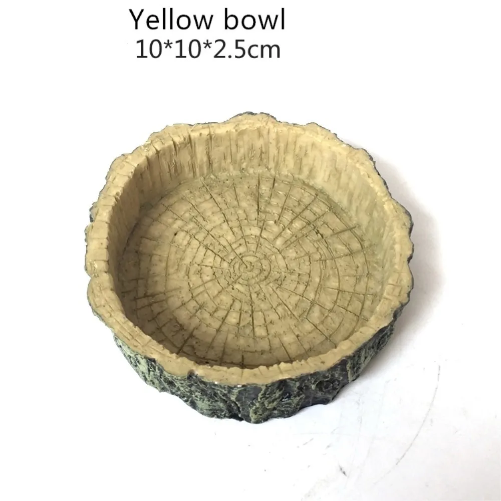 Yellow bowl Смола рептилий еда миска черепаха воды кормушка Pet черепаха кормушка Декор террариума для амфибий аквариум орнамент - Color: Yellow bowl