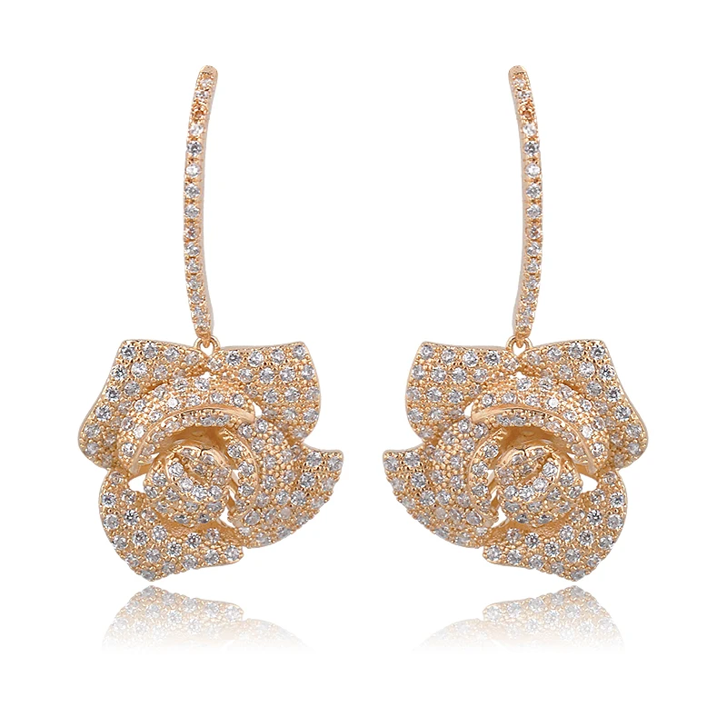 Женские серьги подвески GAOLA цвета розового золота с фианитом GLE4642|gold plated dangle