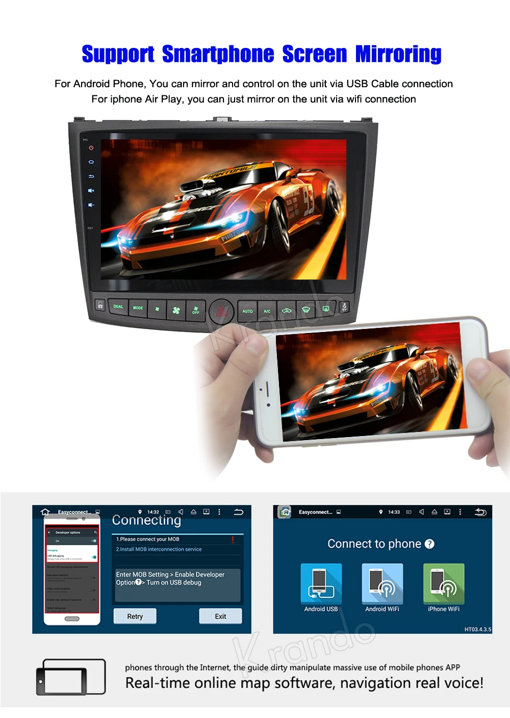 Krando Android 8,1 10," Полный сенсорный автомобильный Радио gps для lexus is250 2006-2011 Навигация wi-fi-мультимедиа playstore 2G ram