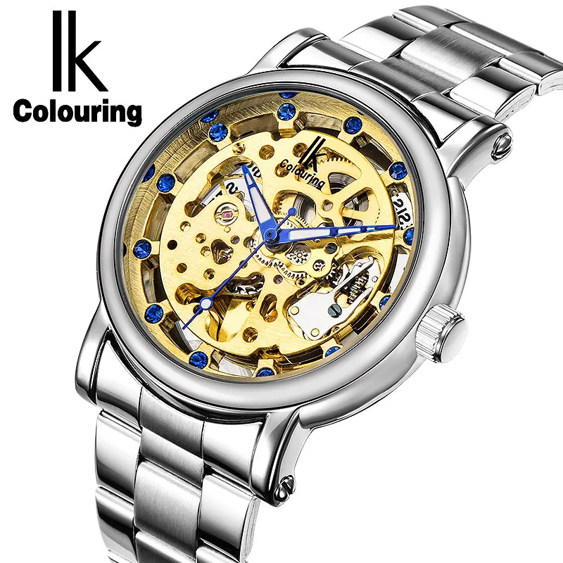 Мужские часы скелетоны IK автоматические наручные с серебристым циферблатом