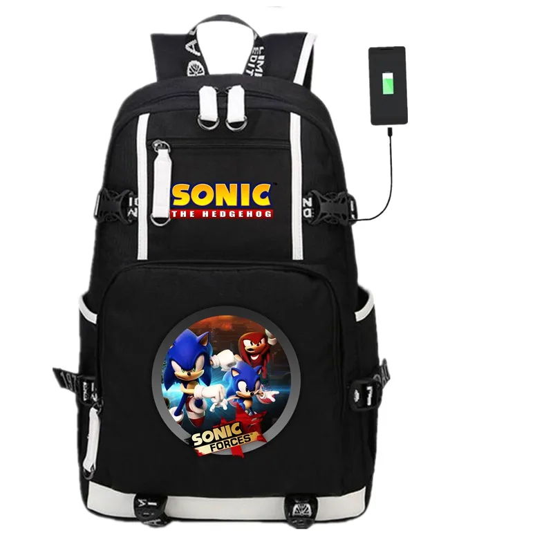 KH316 Аниме игра Соник Ежик USB рюкзак косплей черный унисекс подростков дорожная сумка для ноутбука через плечо школьные сумки подарок - Цвет: KH316