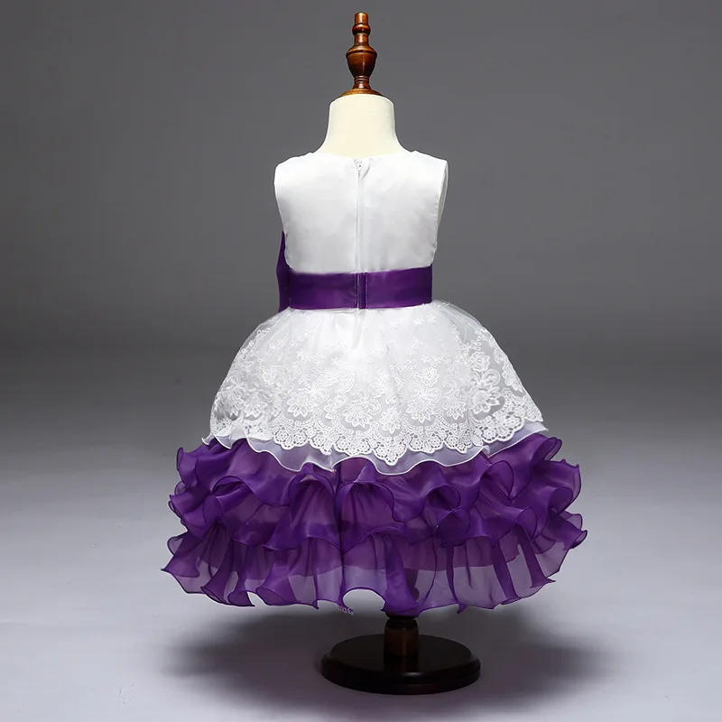 Платье принцессы для девочек расшитое пайетками многослойное платье с бантом и