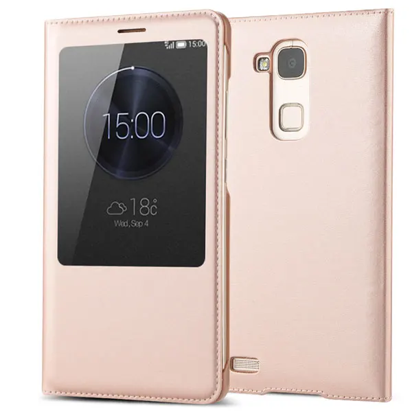 FDCWTS для huawei Ascend mate 7 Smart View функция автоматического сна функция рукав сумка кожаный чехол откидная крышка Подставка Кобура Оболочка - Цвет: Розовый