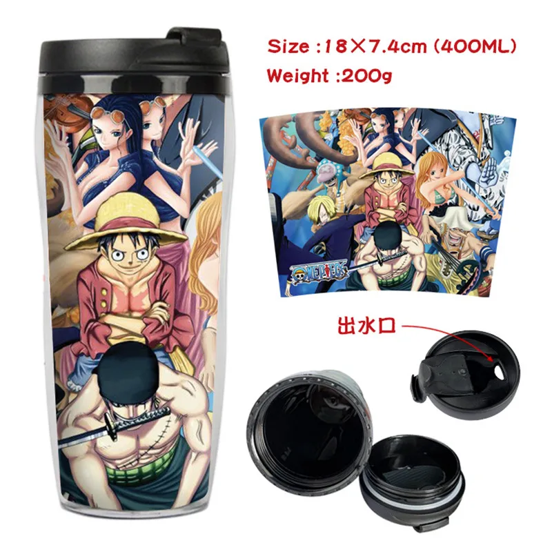 One piece Luffy Law аниме кружка кофейная чашка космическая чашка пластиковая бутылка для воды мальчики девочки школьные принадлежности обратно в школу подарок 400 мл - Цвет: Style 2