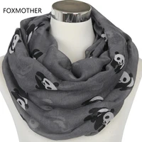 foxmother new fashionable grey blue panda animal infinity scarf scarves for womenladies gifts