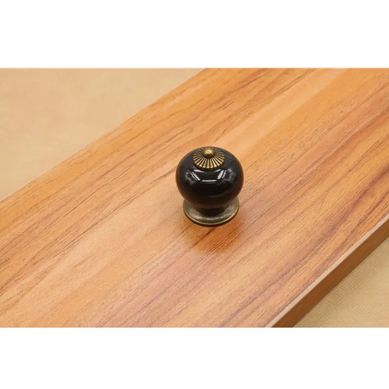 Черный Горячая керамическая золотая ручка в стиле ретро ручка шкафчика двери замок для ящика Винтаж - Цвет: Черный