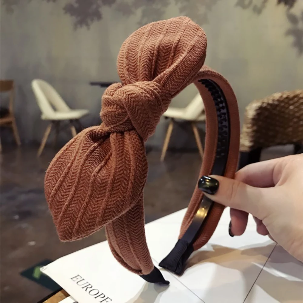

Women Girls Sweet Bowknot Wide Hairband Solid Headband Fashion Hair Accessories