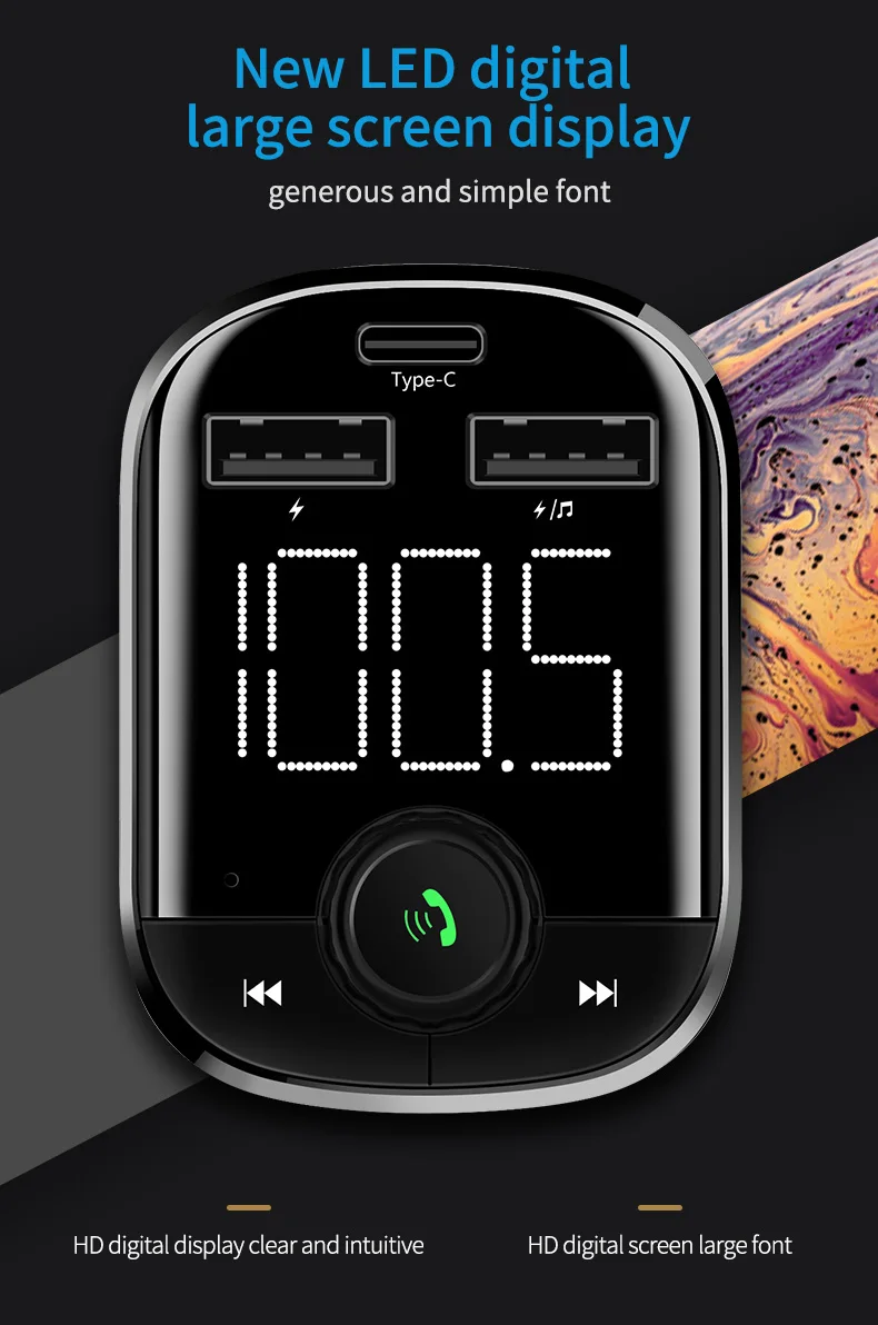 BT Hands free talking MP3-плеер fm-передатчик с монитором напряжения автомобильного аккумулятора