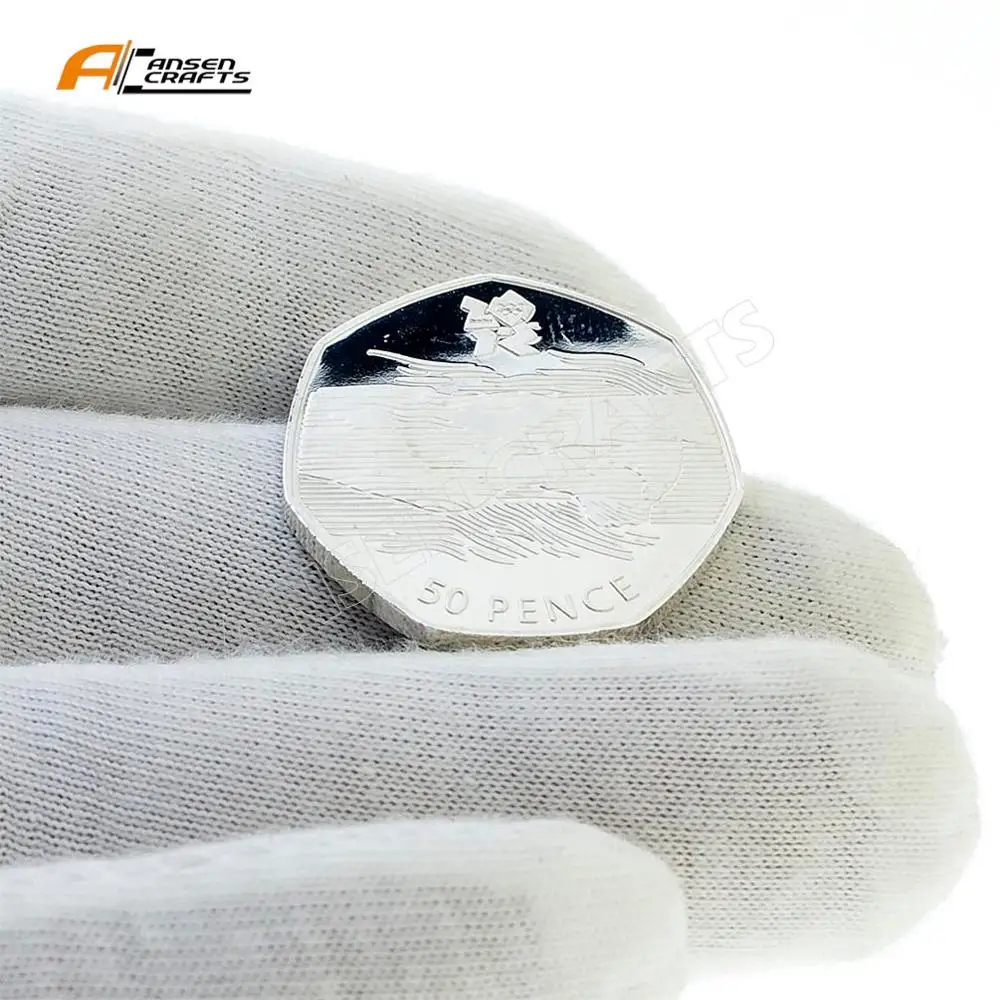 Silver Олимпийская одежда для плавания 50P Fifty Pence Elizabeth II EIIR II 2011 британская Серебряная позолоченная копия монеты - Цвет: Silver