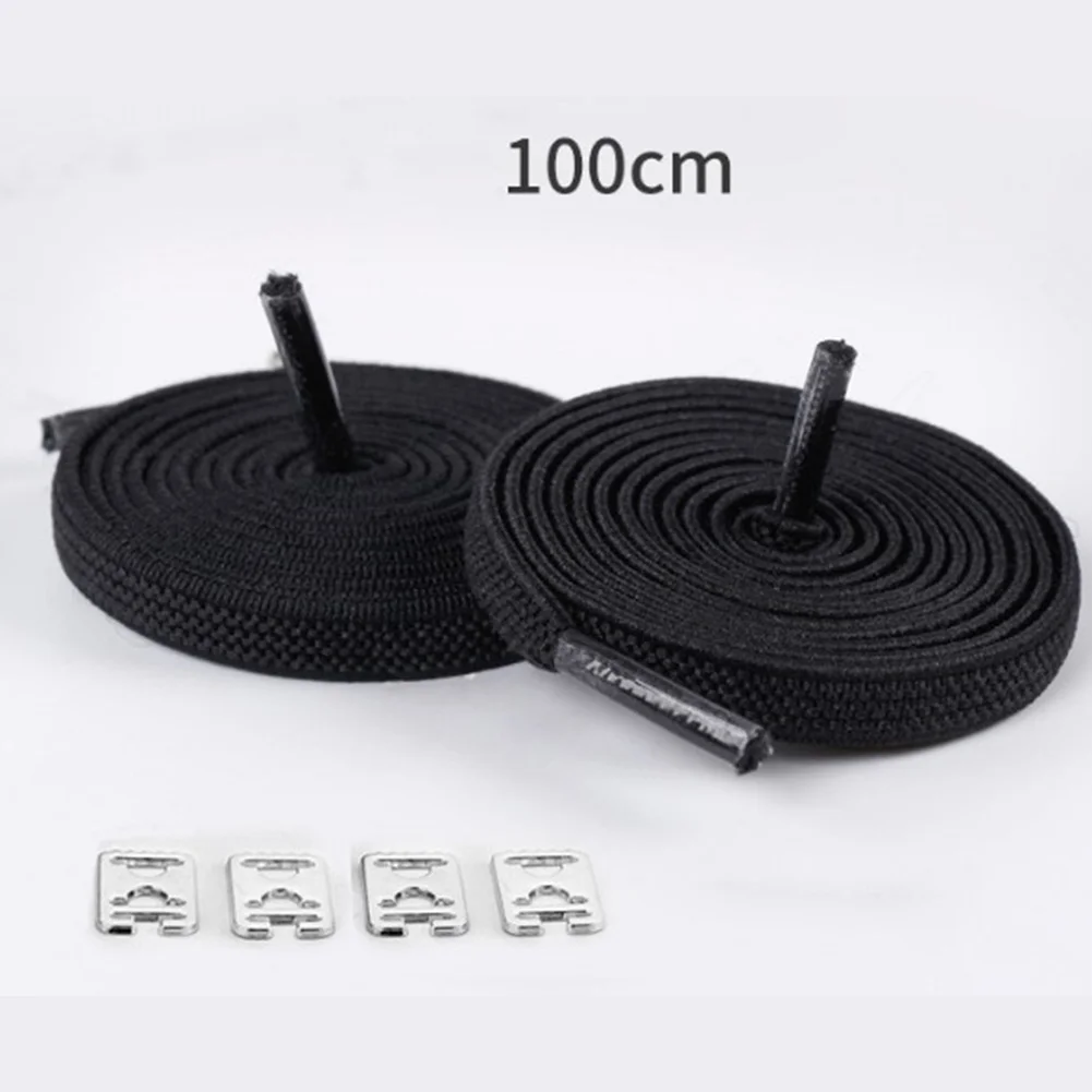 1 пара прочных шнурков 100 см без завязок для кроссовок, спортивная уличная резиновая обувь с кружевом, однотонные красные безопасные эластичные плоские шнурки для обуви