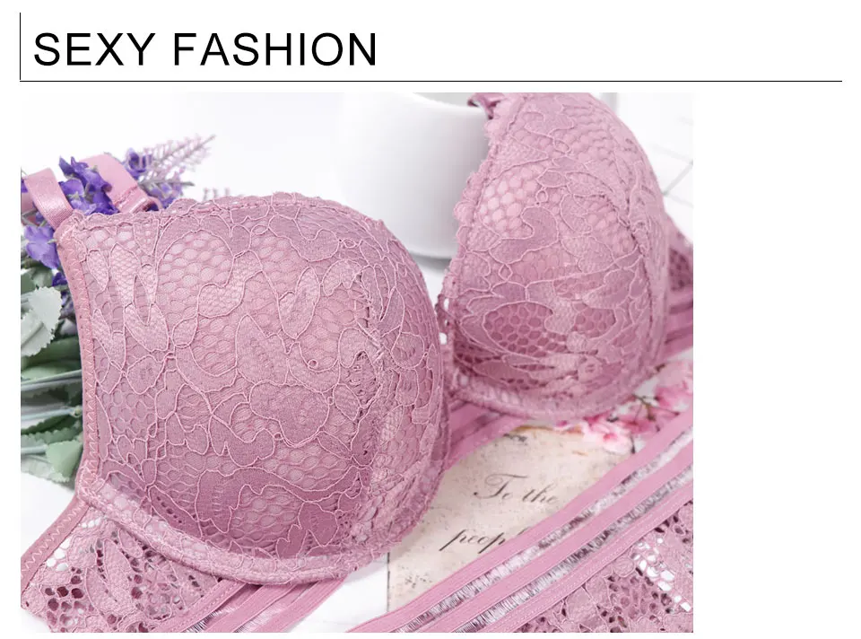 Нижнее белье, пуш-ап, ансамбль, soutien gorge culotte, кружевное нижнее белье, lenceria ropa, внутренняя чашка AB размера плюс, сексуальный комплект без косточек