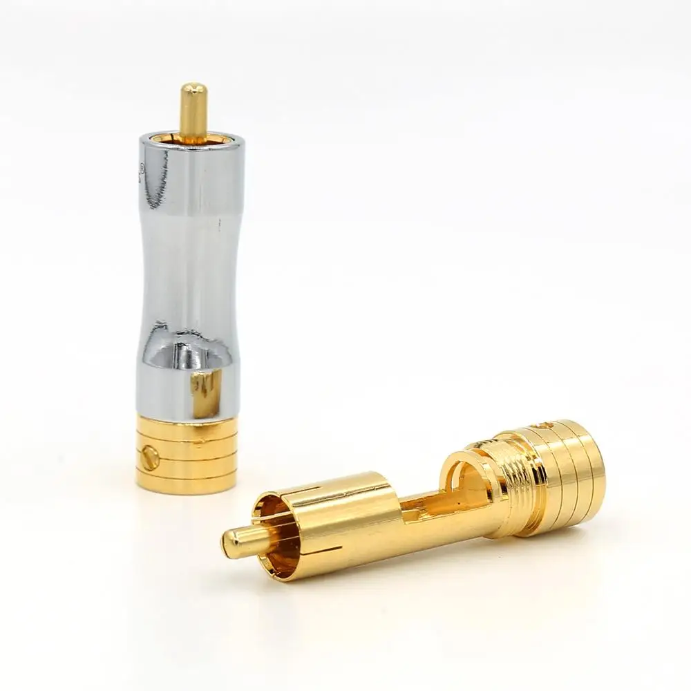 4 шт. позолоченный штекер RCA 8 мм аудио кабель папа соединитель Адаптер|cable adapter|adapter